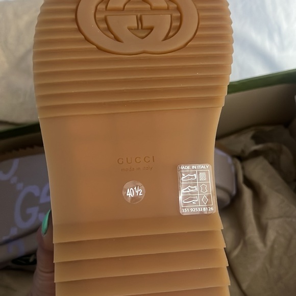 Gucci Monogram Jumbo GG Platform Slide Wedge Sandals. - Picture 4 of 4